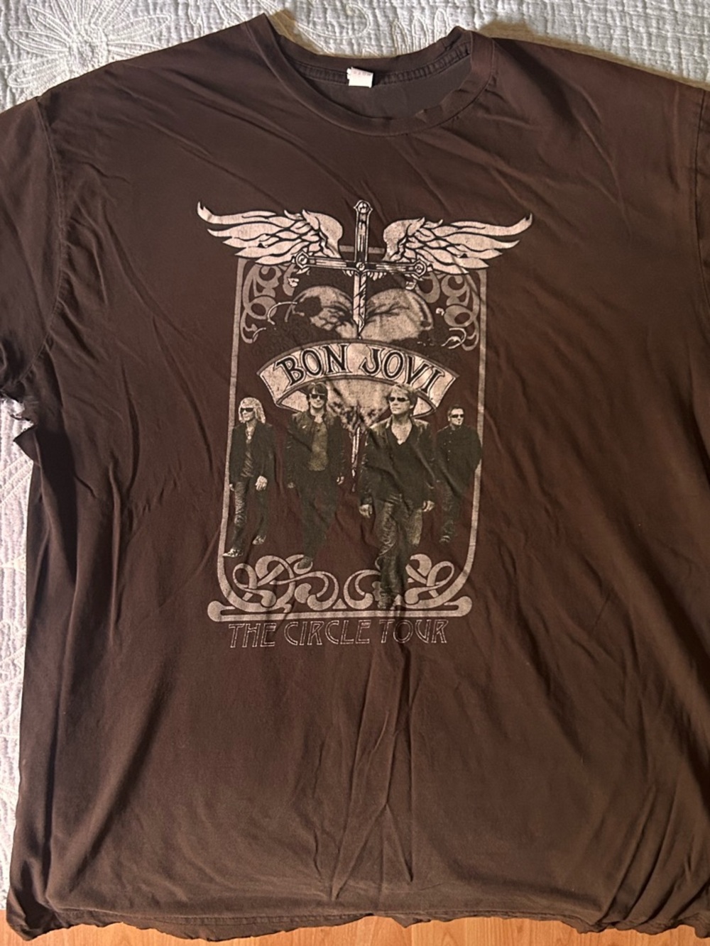 Bon Jovi The Circle Tour Vintage Graphic Band Tee - Brown— Unisex